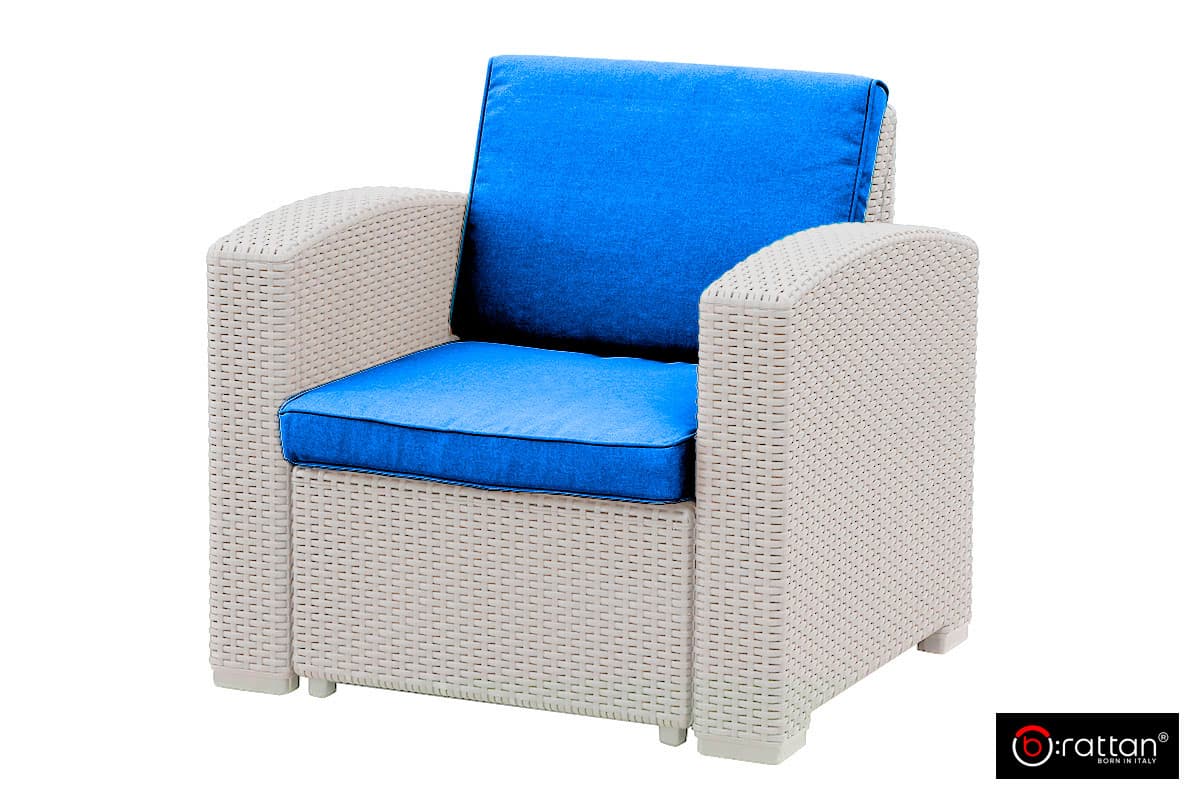 Комплект мебели RATTAN Premium 5 серый синие подушки