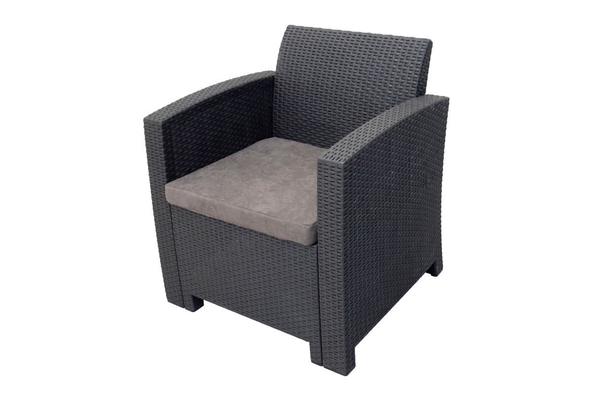 Кресло ARIZONA (2 шт) антрацит подушки серые